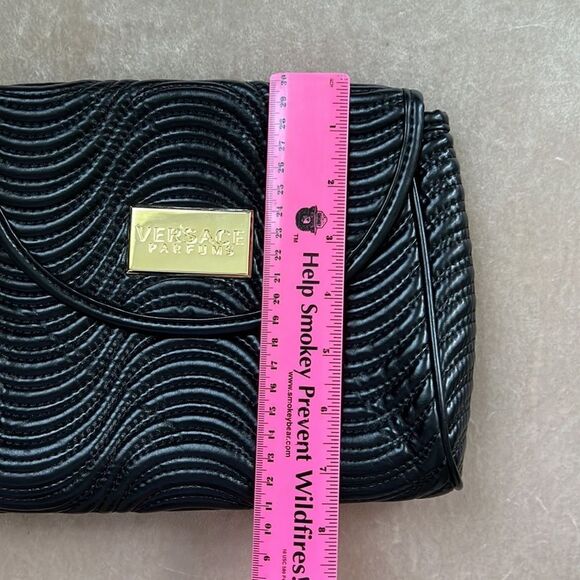Versace Parfums Black Quilted Vegan Leather Clutch EUC - Picture 9 of 9